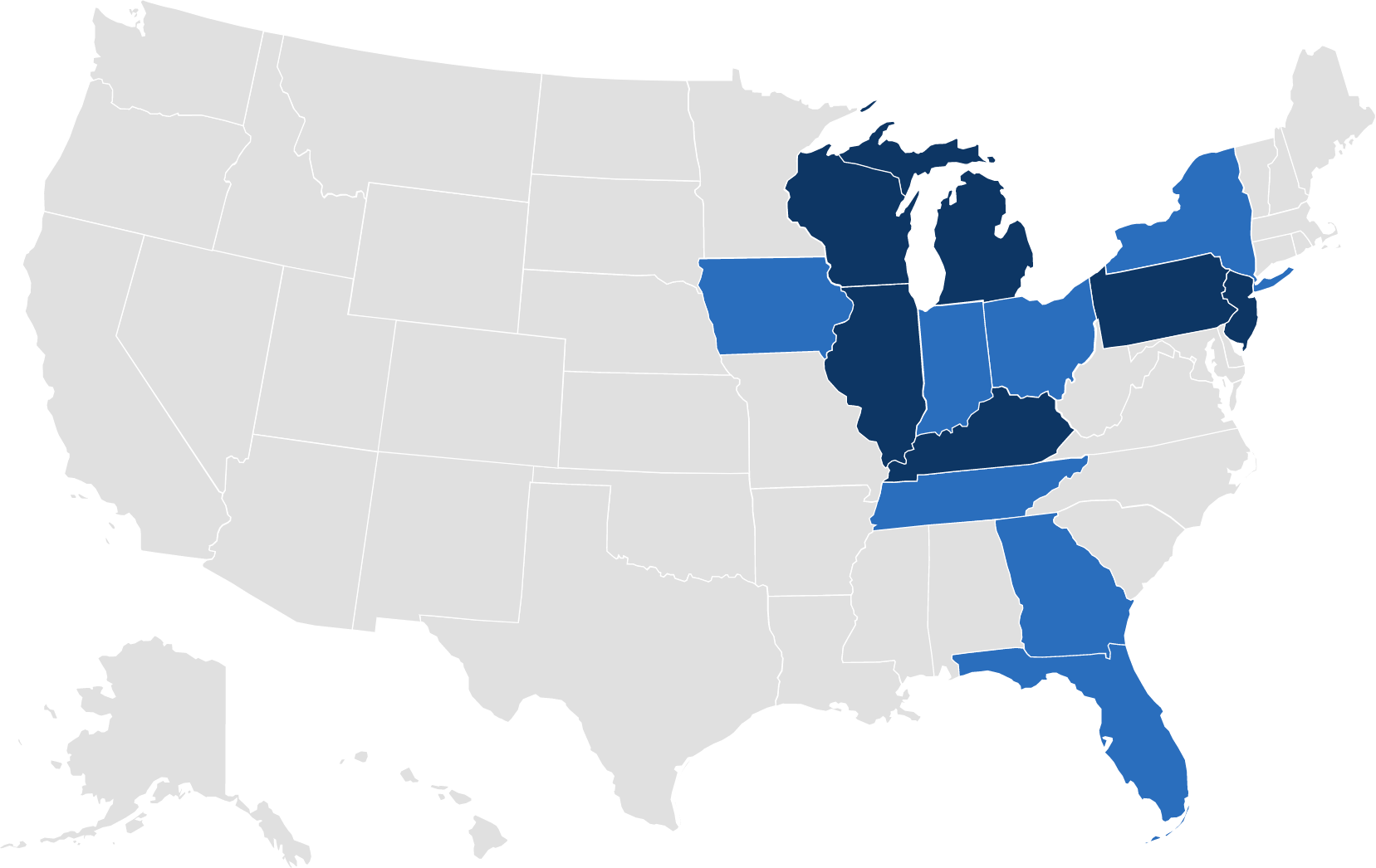 Map of office locations across the US